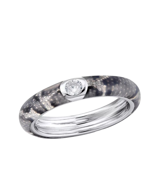 Sterling silver ring with enemal and zircons