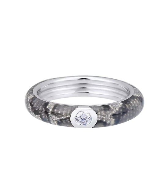 Sterling silver ring with enemal and zircons