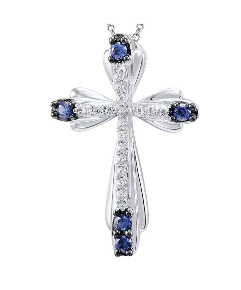 Sterling Silver pendant with spinels and zircons "Cross"