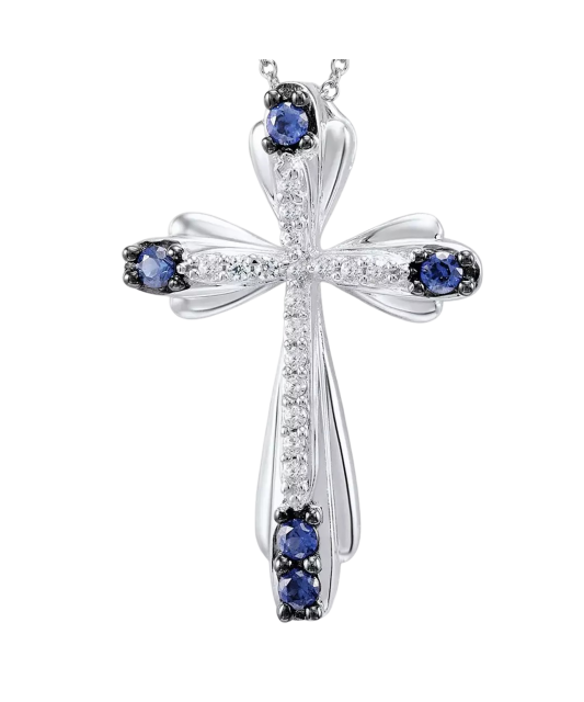 Sterling Silver pendant with spinels and zircons "Cross"