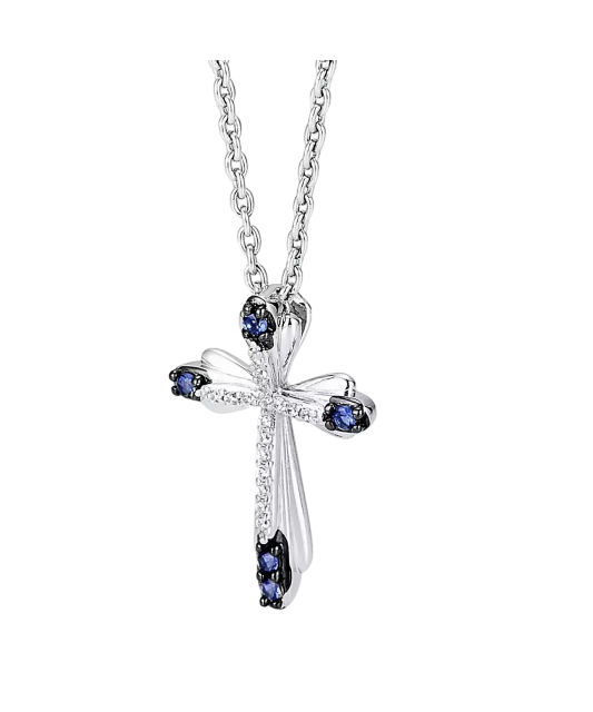 Sterling Silver pendant with spinels and zircons "Cross"