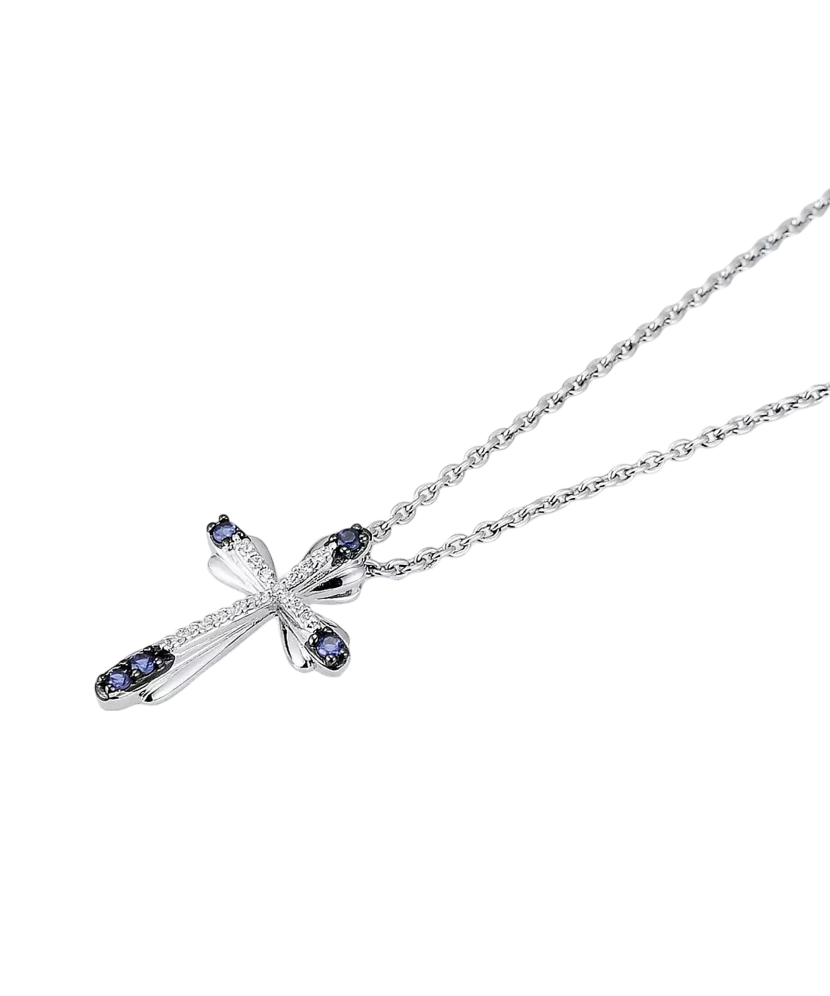 Sterling Silver pendant with spinels and zircons "Cross"