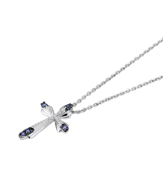 Sterling Silver pendant with spinels and zircons "Cross"