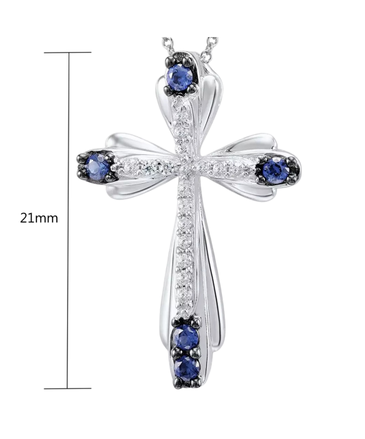 Sterling Silver pendant with spinels and zircons "Cross"