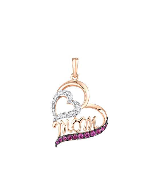 Sterling Silver pendant with nano rubies and zircons