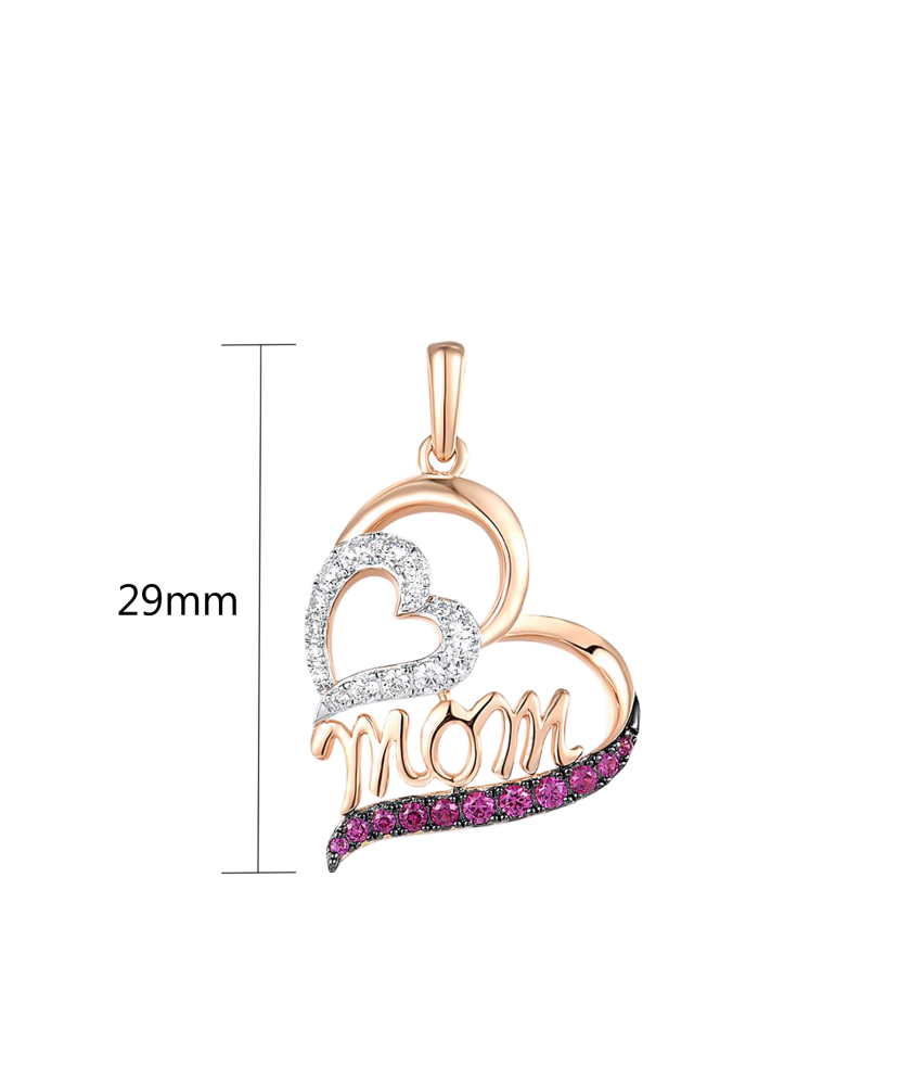 Sterling Silver pendant with nano rubies and zircons