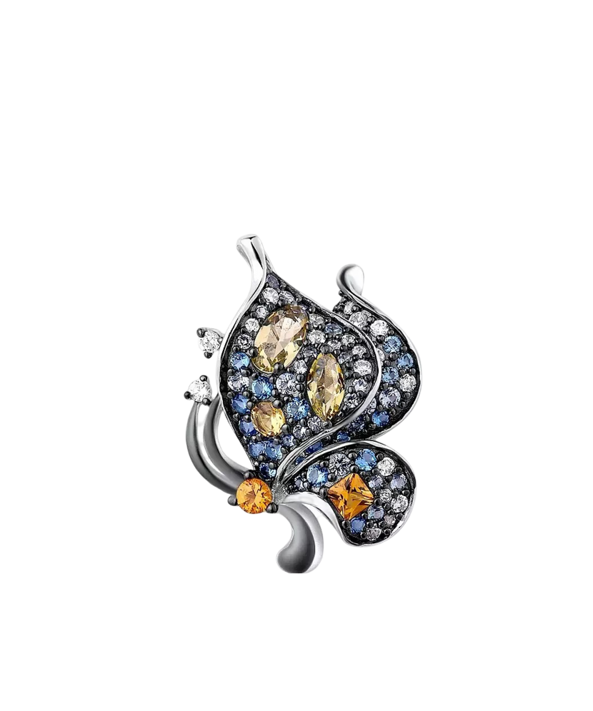 Sterling Silver pendant with spinels and zircons "butterfly"