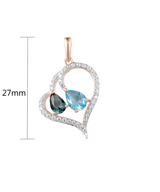 Gilded Sterling Silver pendant with zircons "Heart"