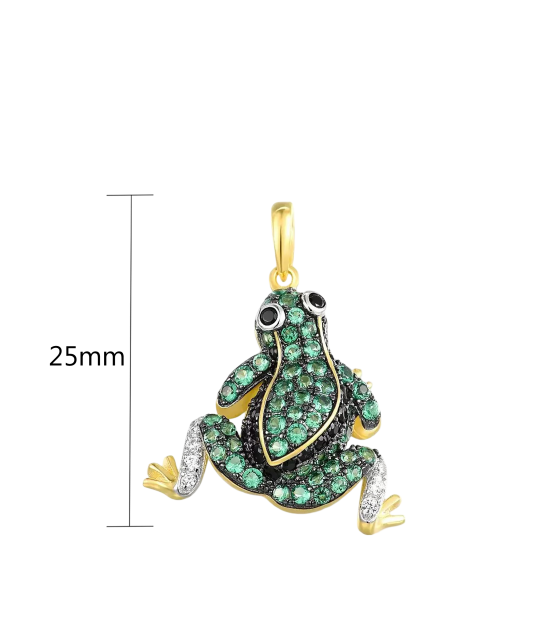 Gilded Sterling Silver pendant with spinels and zircons "Frog"