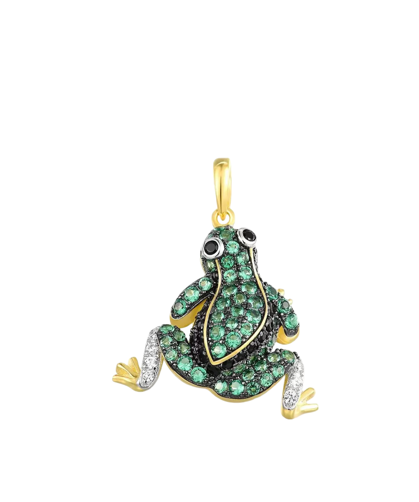 Kullattu Hopea riipus spinelleillä ja zirkoneilla "Sammakko"