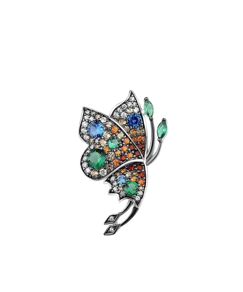 Sterling Silver pendant with spinels and zircons "butterfly"
