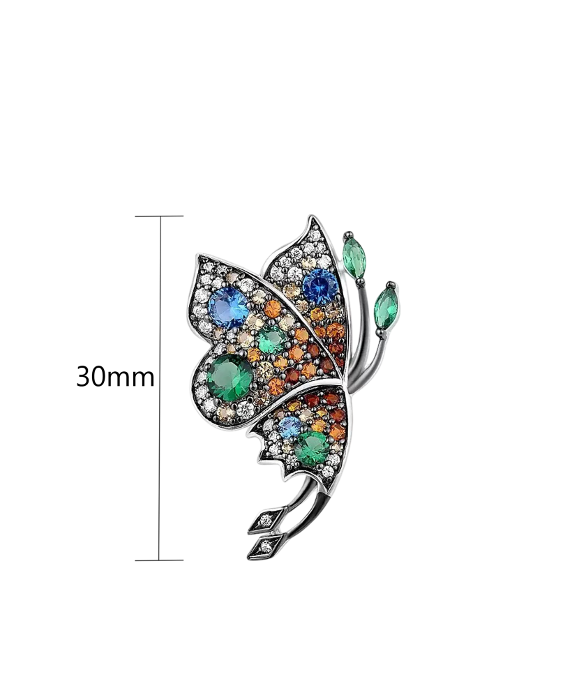 Sterling Silver pendant with spinels and zircons "butterfly"
