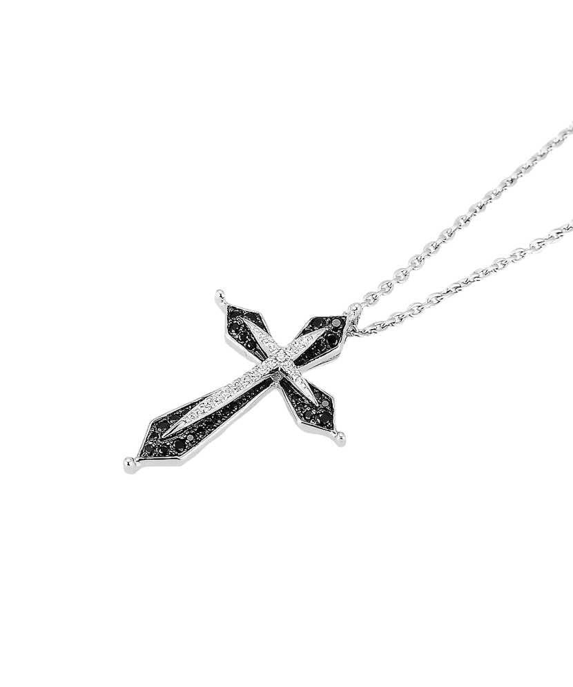 Sterling Silver pendant with spinels and zircons "Cross"
