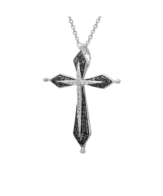 Sterling Silver pendant with spinels and zircons "Cross"