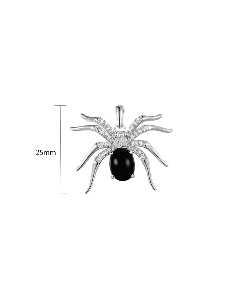 Sterling Silver pendant with agate and zircons "Spider"