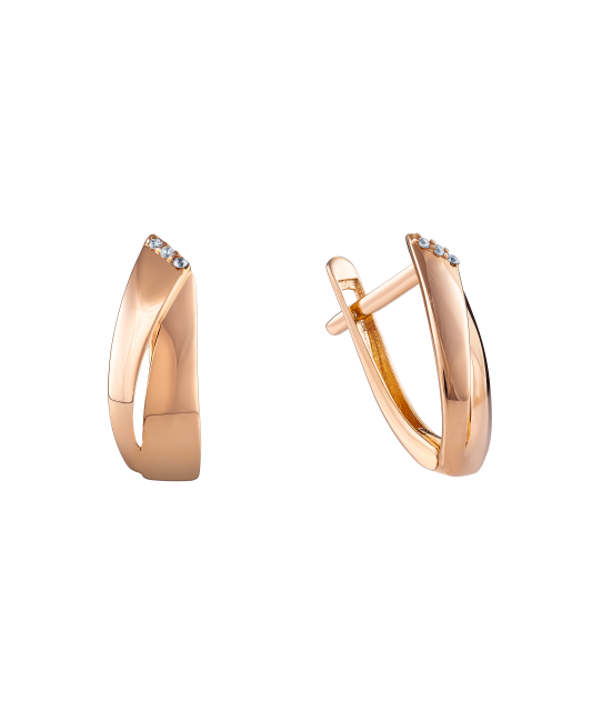 Gold earrings with zircons