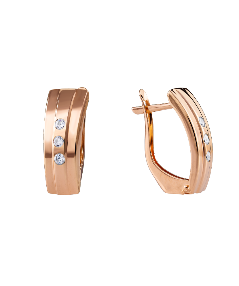 Gold earrings with zircons