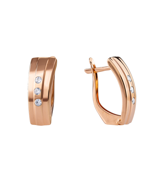 Gold earrings with zircons