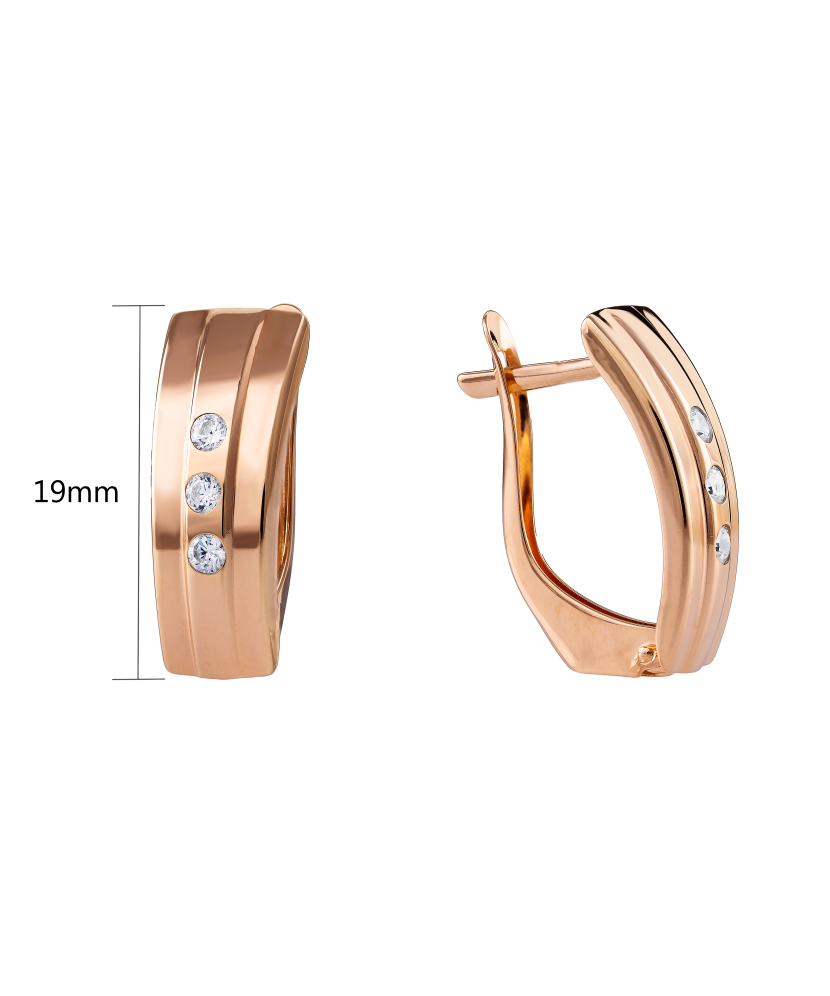 Gold earrings with zircons