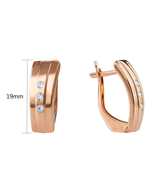 Gold earrings with zircons