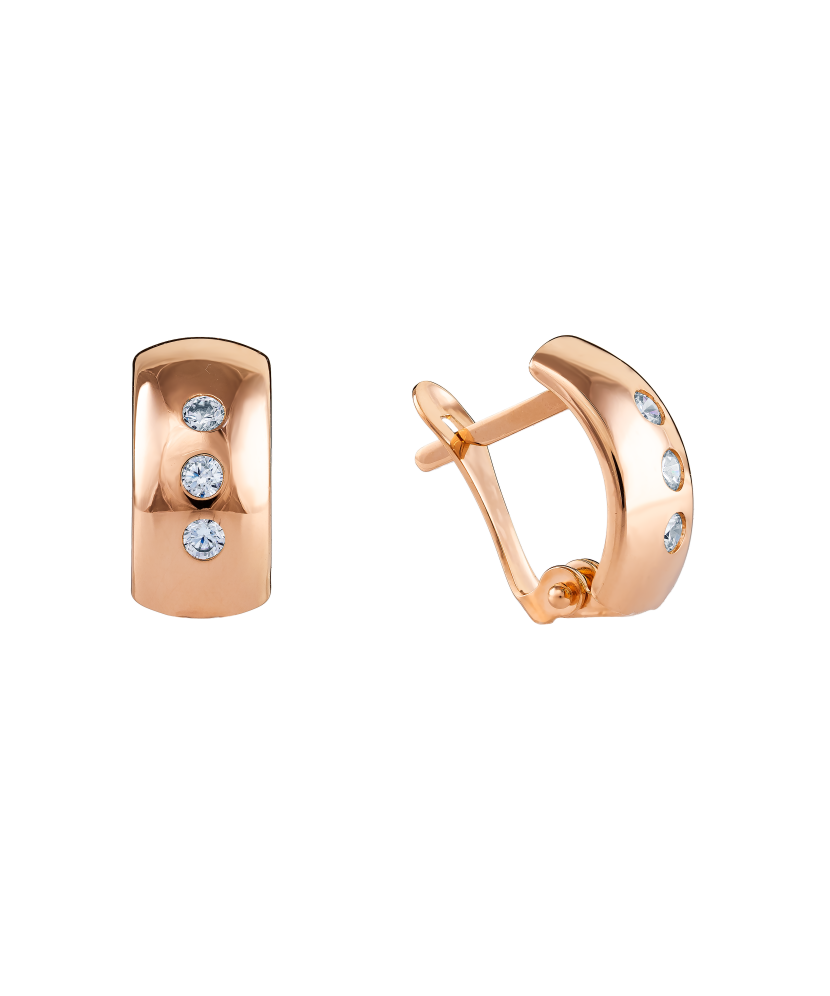Gold earrings with zircons
