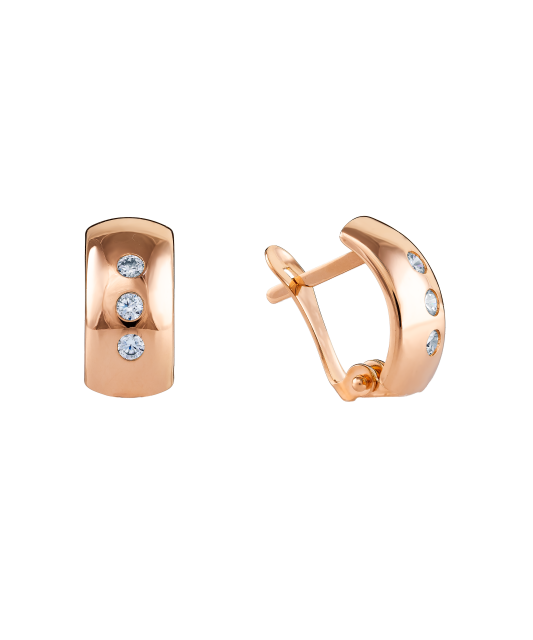 Gold earrings with zircons