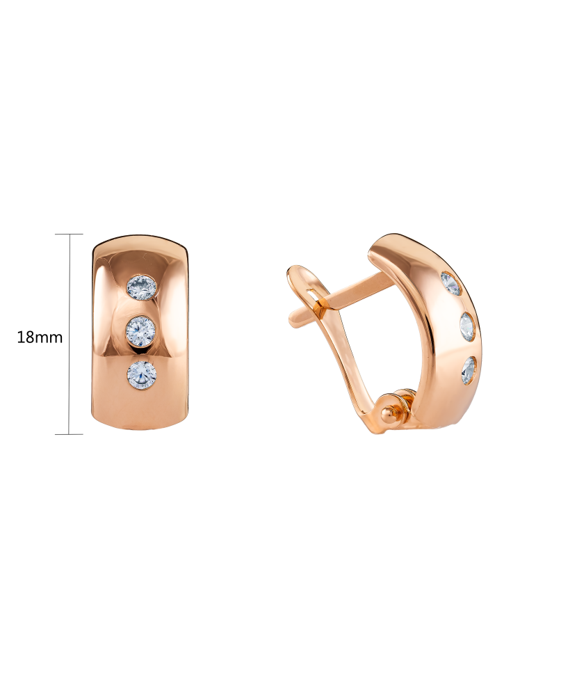 Gold earrings with zircons