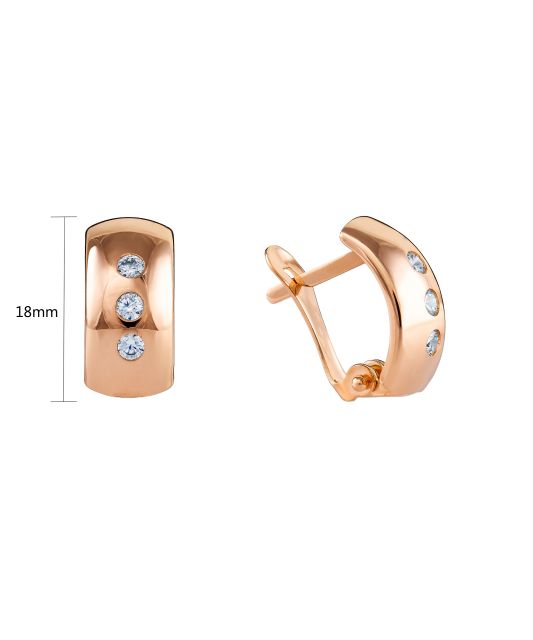 Gold earrings with zircons