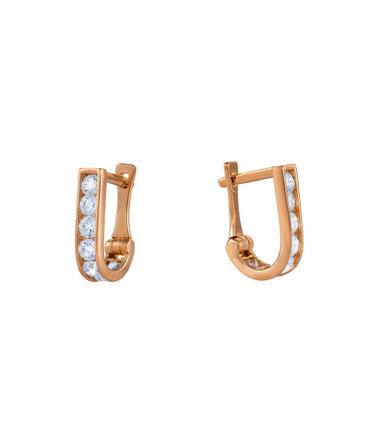 Gold earrings with zircons
