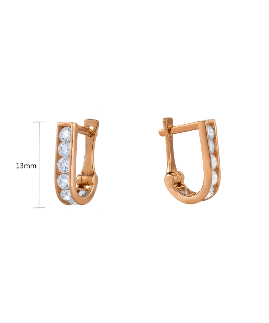 Gold earrings with zircons