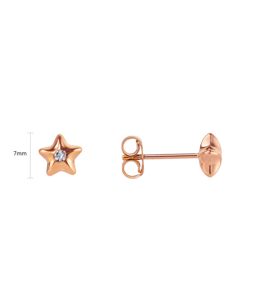 Gold earrings with zircons "stars"