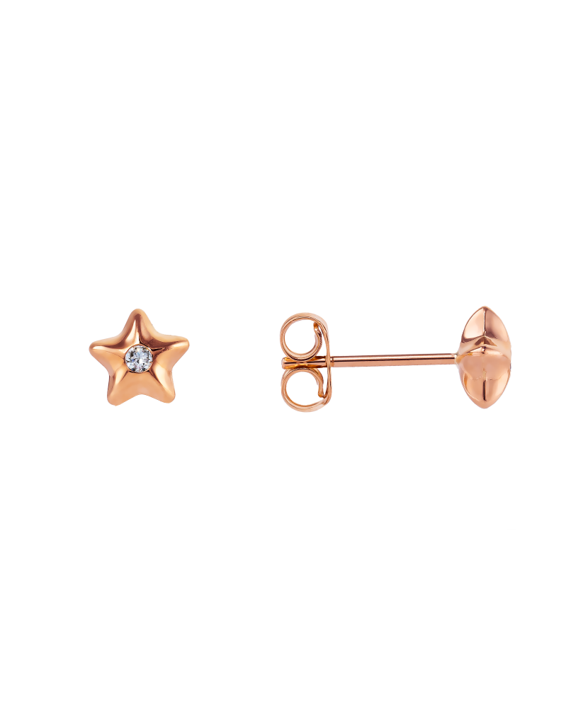 Gold earrings with zircons "stars"