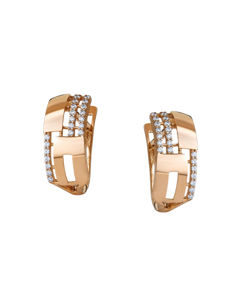 Gold earrings with zircons