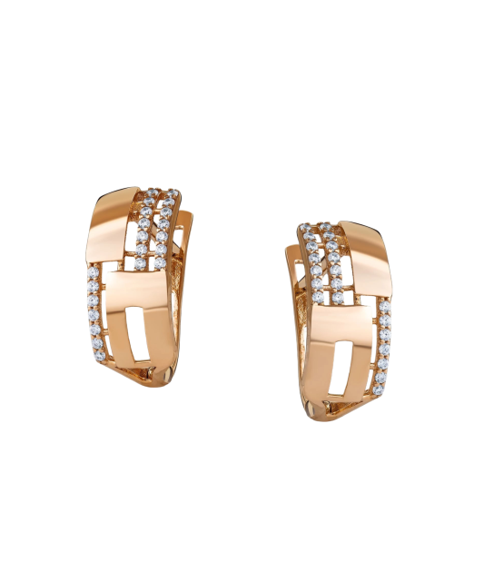 Gold earrings with zircons