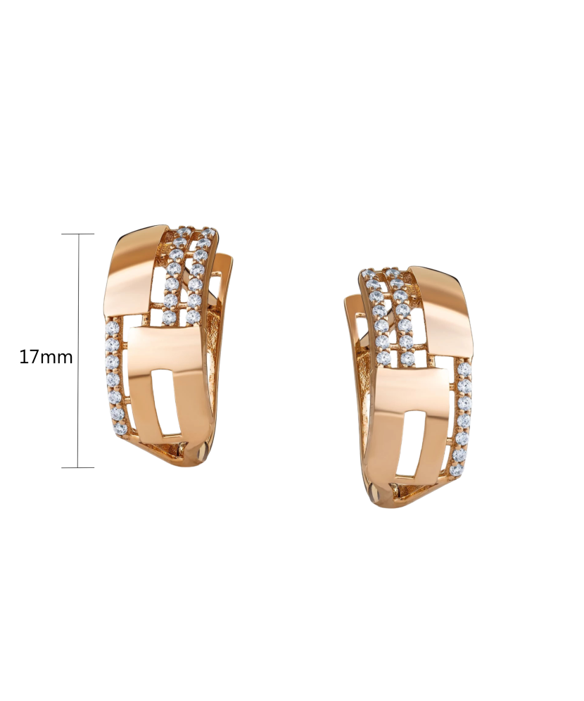 Gold earrings with zircons