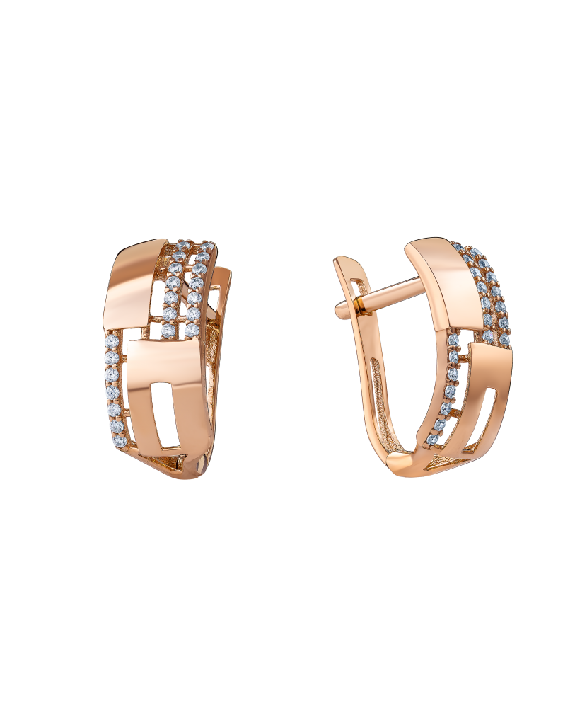 Gold earrings with zircons