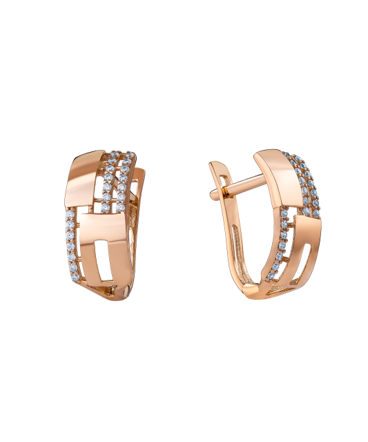 Gold earrings with zircons