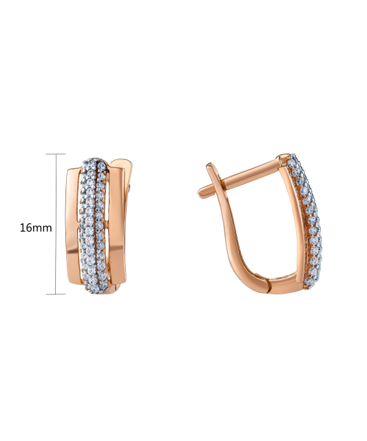 Gold earrings with zircons