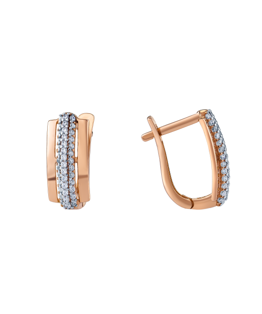 Gold earrings with zircons