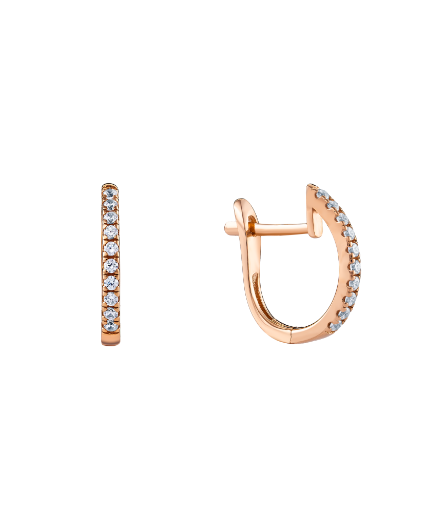 Gold earrings with zircons