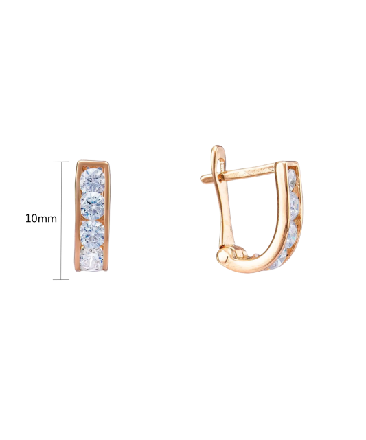 Gold children's earrings with zircons