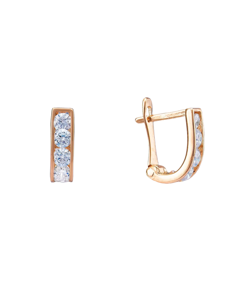 Gold children's earrings with zircons