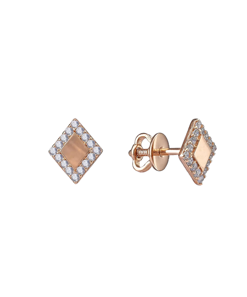 Gold earrings with zircons