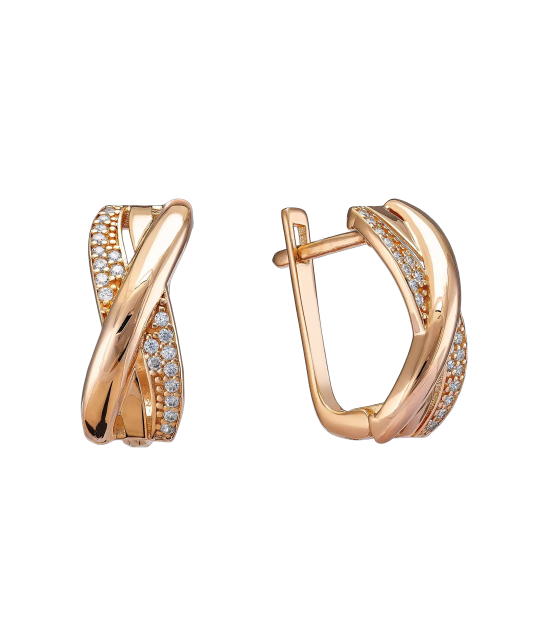 Gold earrings with zircons