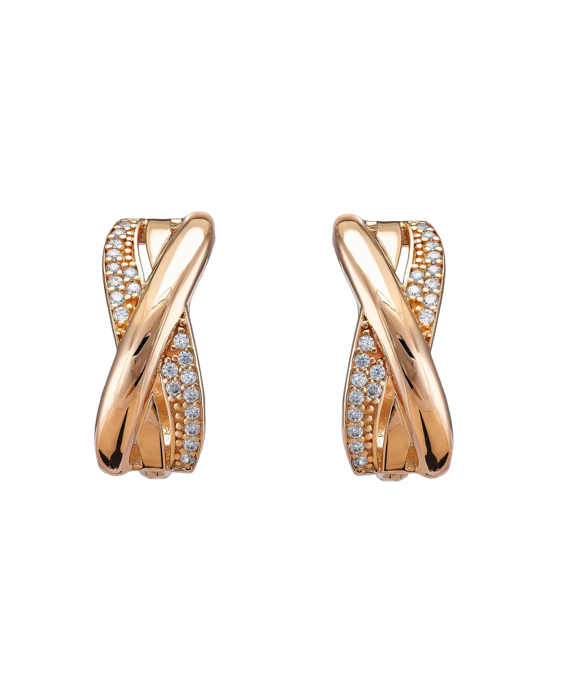 Gold earrings with zircons