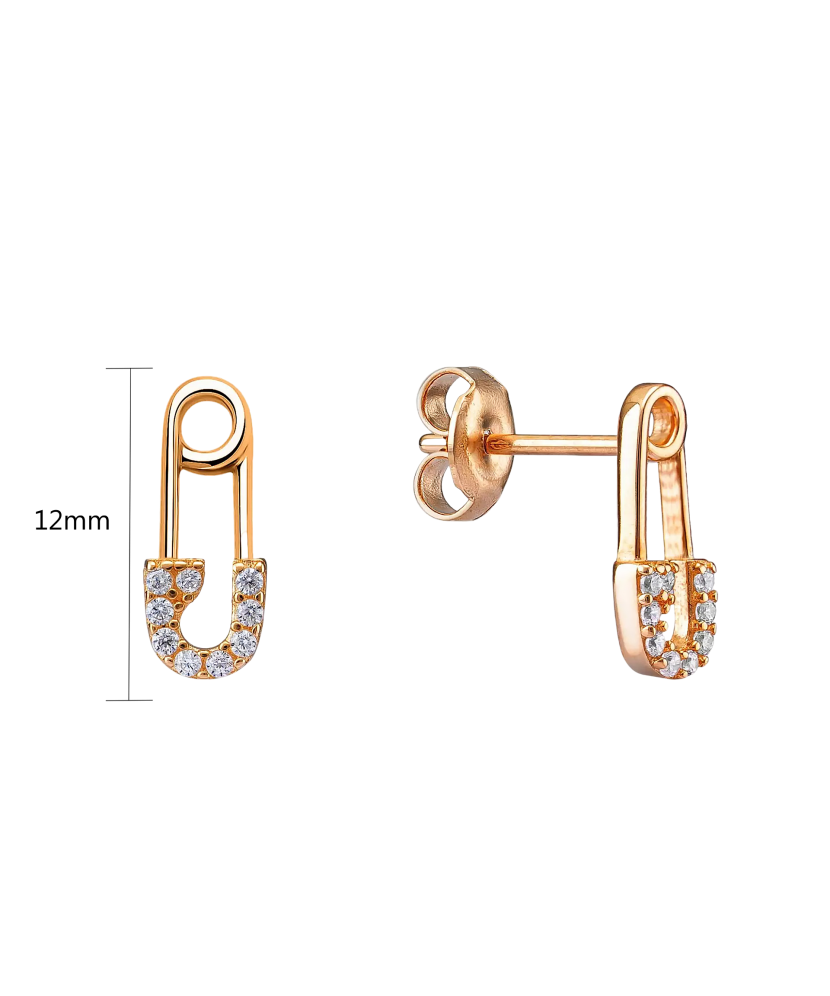 Gold earrings with zircons