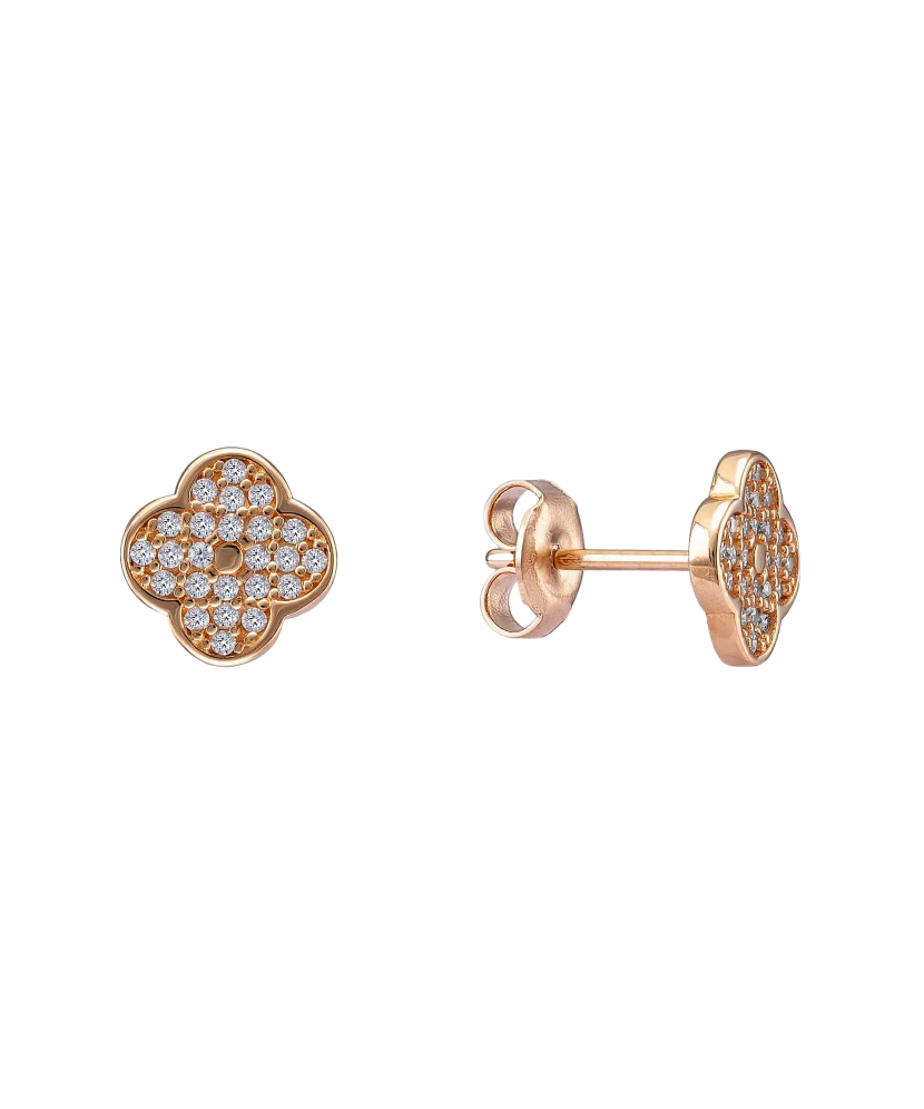 Gold earrings with zircons
