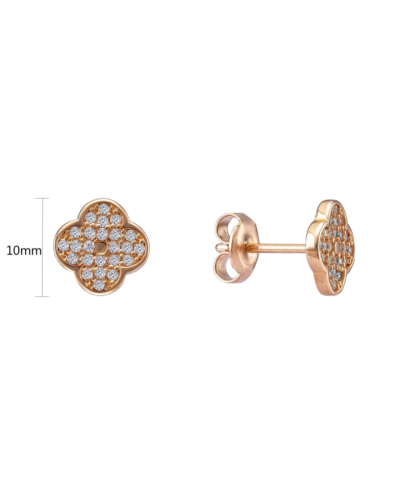 Gold earrings with zircons