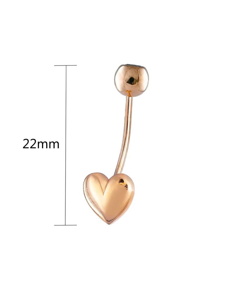 Gold Belly Button Ring with zirconium"Heart"