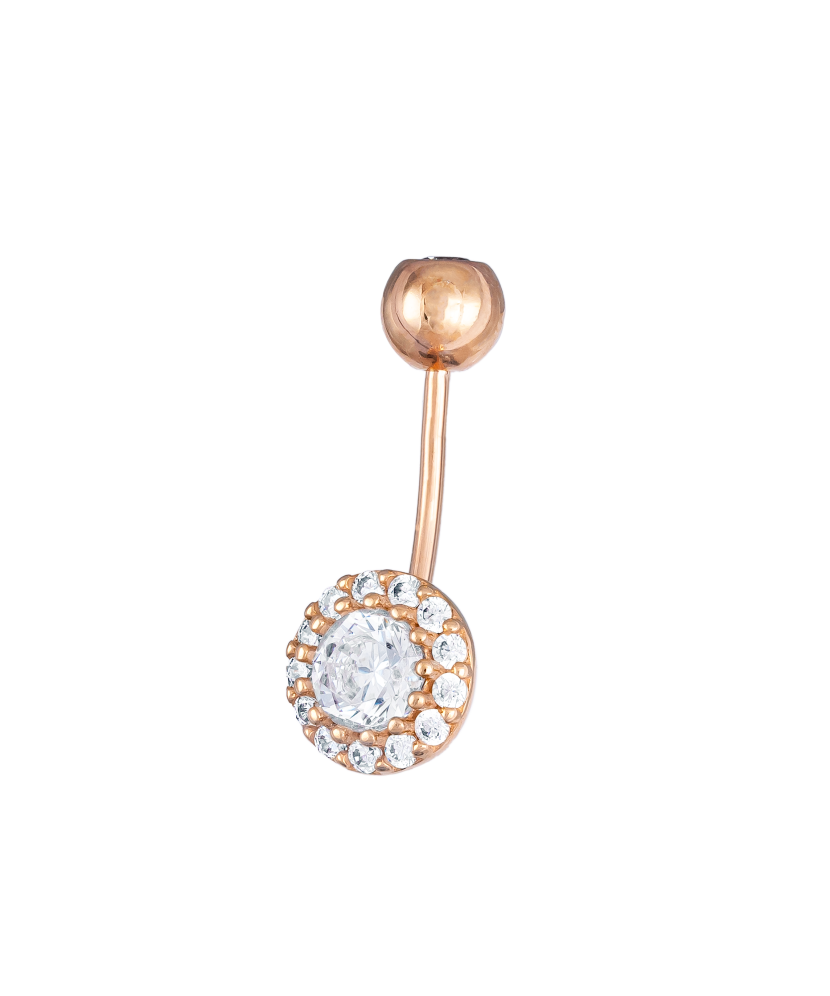 Gold Belly Button Ring with zirconium